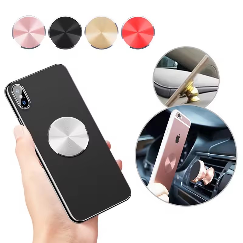 Essential Tablet Accessories - แผ่นโลหะบางสำหรับที่ยึดโทรศัพท์ในรถยนต์แบบแม่เหล็ก แผ่นเหล็กติดแม่เหล็กสำหรับแท็บเล็ต โทรศัพท์ตั้งโต๊ะ และที่ยึดโทรศัพท์ในรถยนต์แบบวงกลม