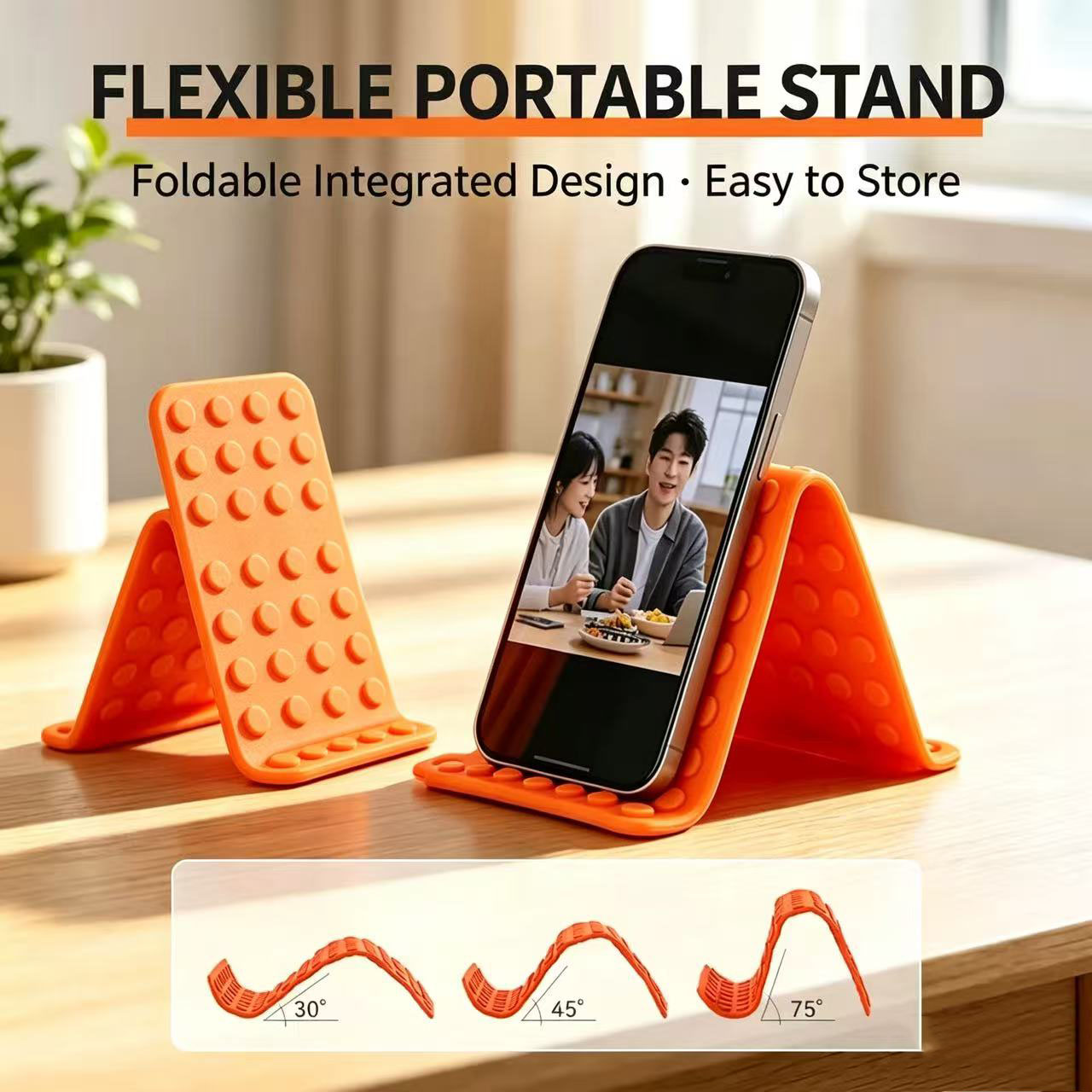 Laptop Tablet Accessories - ขาตั้งโทรศัพท์แบบพกพา ปรับมุมได้ วัสดุซิลิโคน สำหรับวางบนโต๊ะ ใช้ได้กับแท็บเล็ตและแล็ปท็อป ขาตั้งพับได้พร้อมตะขอ
