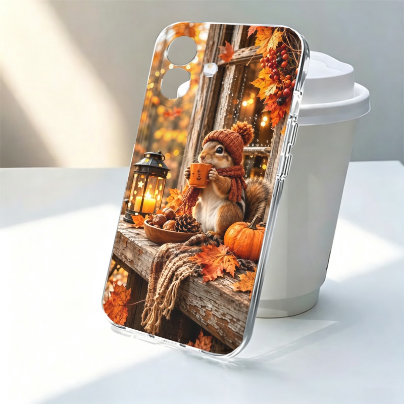 Apple Iphone 15 - เคสโทรศัพท์ซิลิโคนลายการ์ตูนรูปสัตว์กระรอก สำหรับ iPhone 15 16 17