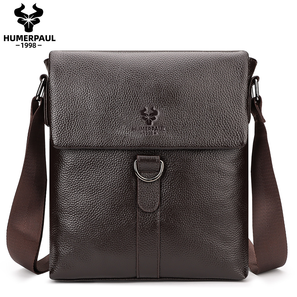 Tablet Shoulder Bag - HUMERPAUL 2023ใหม่ผู้ชายแฟชั่นกระเป๋าหนังแท้สะพายหนังกระเป๋าสำหรับ Ipad คนส่งเอกสารลำลอง Crossbody กระเป๋าคุณภาพสูงทำงาน
