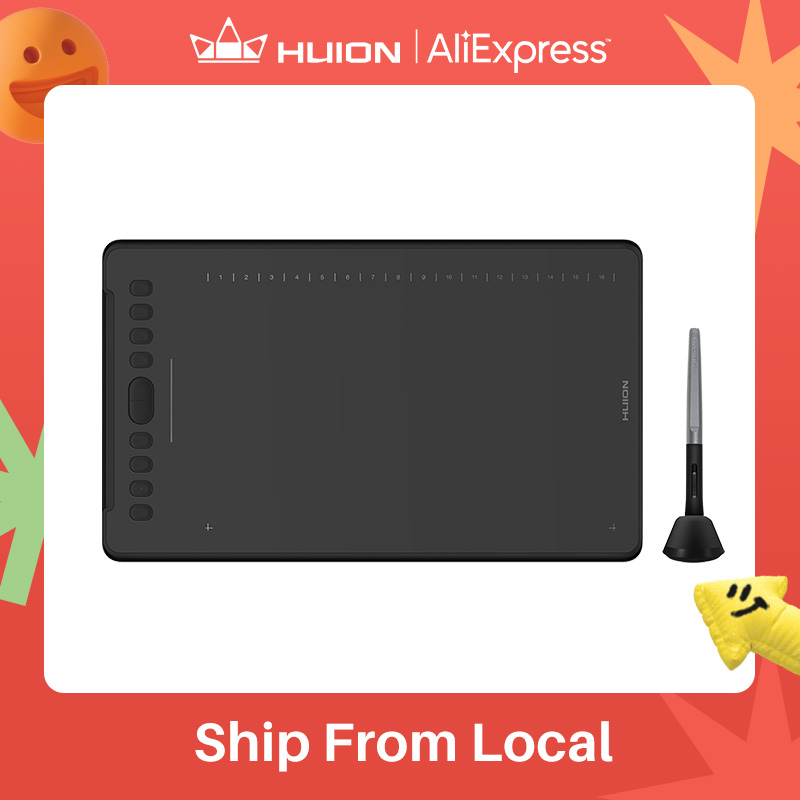 Huion Tablet Accessories - HUION H1161 แท็บเล็ตดิจิตอลแท็บเล็ตการวาดภาพกราฟิกแบตเตอรี่ปากกาสไตลัสพร้อมฟังก์ชั่นเอียงรองรับ Android Win และอุปกรณ์