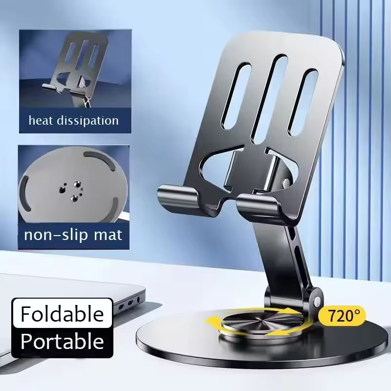 Essential Tablet Accessories - 720 ° ขาตั้งแท็บเล็ตแบบพกพา ทำจากอะลูมิเนียมอัลลอย หมุนได้ สำหรับ