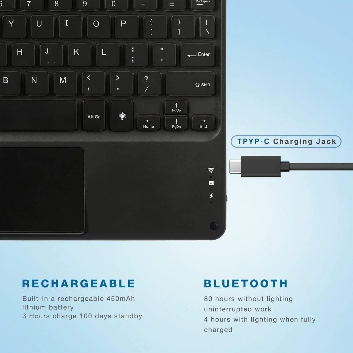 คีย์บอร์ดทัชแพดแบบมีไฟแบ็คไลท์ - Windows Tablet Accessories บทวิจารณ์และราคา