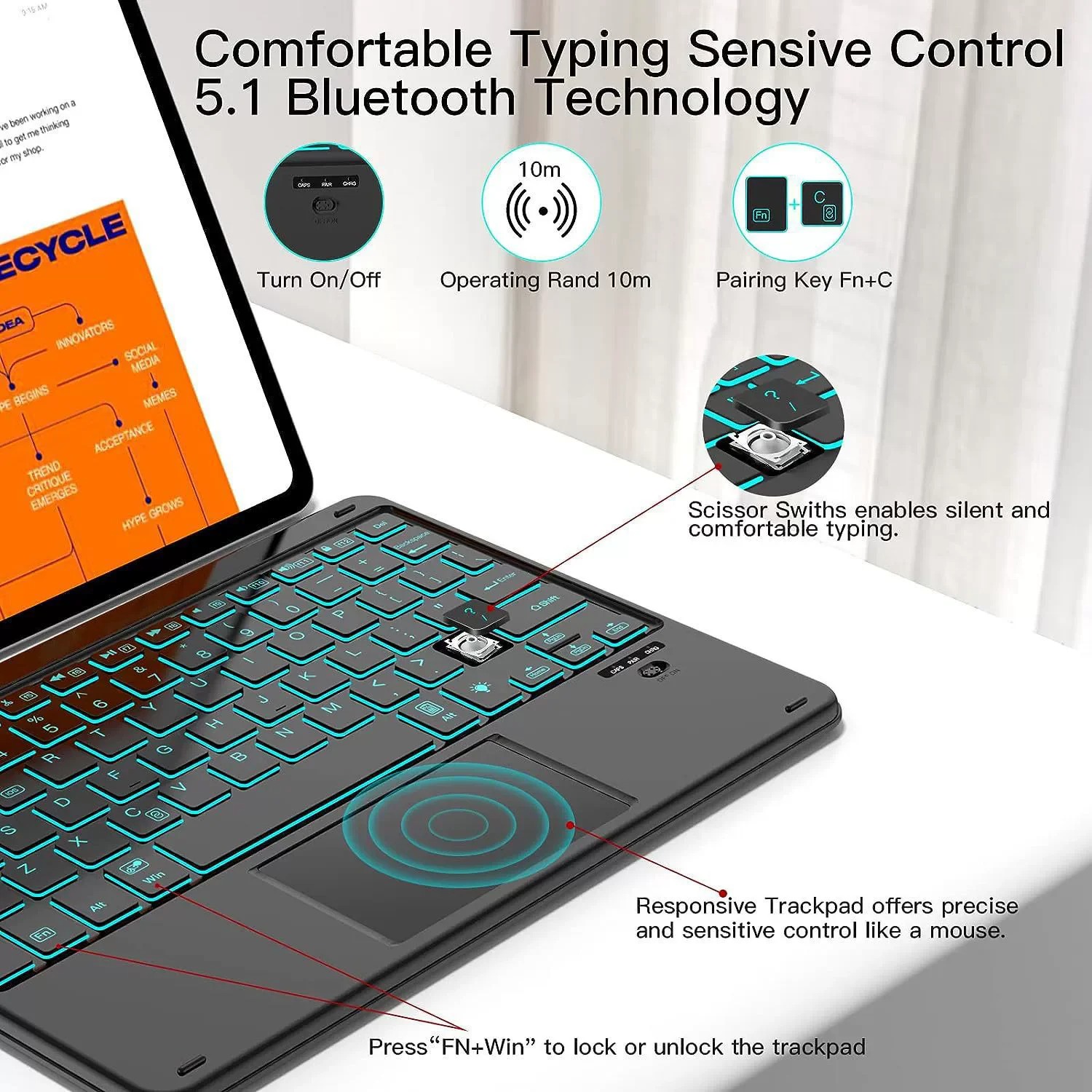 คีย์บอร์ดทัชแพดแบบมีไฟแบ็คไลท์ - Windows Tablet Accessories บทวิจารณ์และราคา